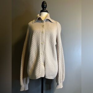 LORO PIANA cashmere button front collared cardigan. Tan. Size 52.(2XL) EUC